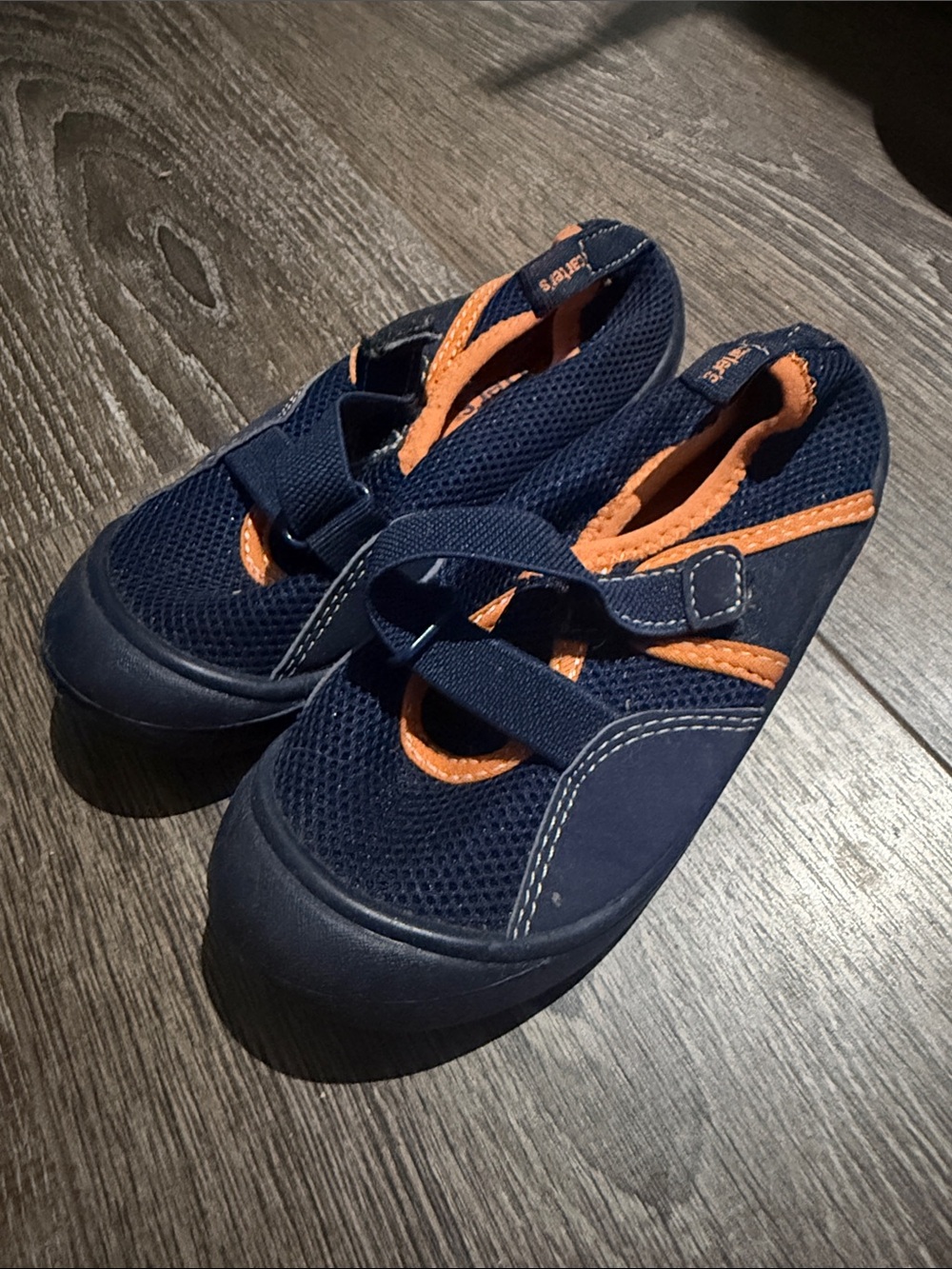 Carter's Navy and Orange Mesh Hook-and-Loop Water Shoes